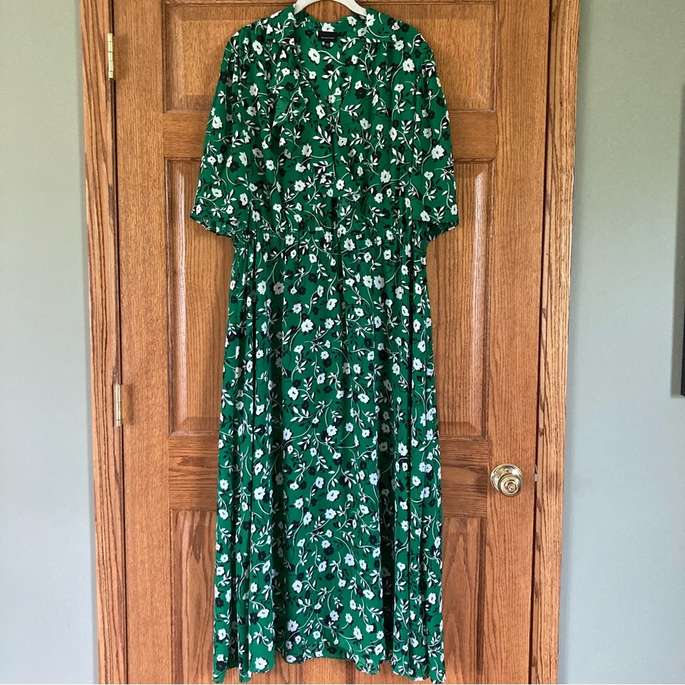 Who What Wear Green Floral Print Maxi Dress XXL
